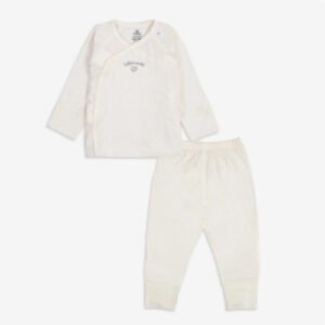 BUBABY- Bộ dài tay cài chéo- Trắng
