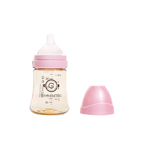 Bình sữa Grosmimi PPSU 200ml và núm ti dành cho bé từ 2-5 tháng tuổi – màu Hồng