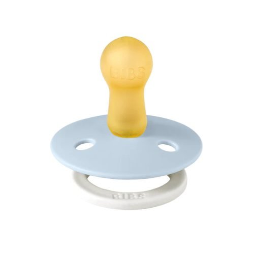 Ty ngậm núm tròn cao su tự nhiên BIBS Pacifier Colour Latex phát quang Size 1 từ 0-6 tháng tuổi, Baby Blue GLOW