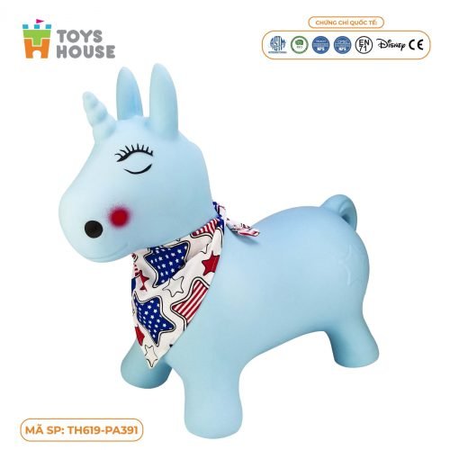 Thú nhún bơm hơi hình kì lân xanh Toys House