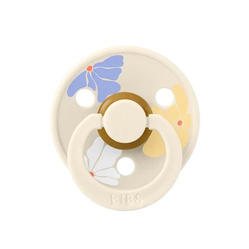 Ty ngậm Núm tròn cao su tự nhiên BIBS Studio Pacifier Colour Morning Bloom Latex Size 1 (0-6 tháng), Ivory
