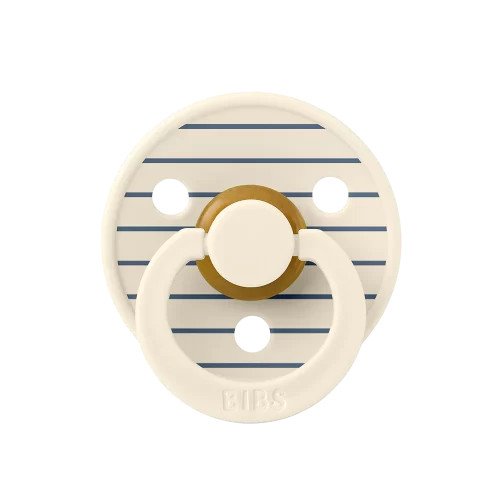 Ty ngậm Núm tròn cao su tự nhiên BIBS Studio Pacifier Colour Pin Latex Size 1 (0-6 tháng), Ivory Steel Blue