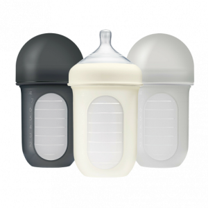 Bộ 3 bình sữa silicone Boon NURSH 236ml, 3 đến 6 tháng, Gray Multi