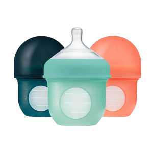 Bộ 3 bình sữa silicone Boon NURSH 118ml, 0 đến 3 tháng, Mint/Cantaloupe/Navy