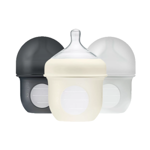 Bộ 3 bình sữa silicone Boon NURSH 118ml, 0 đến 3 tháng, Gray Multi
