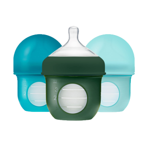 Bộ 3 bình sữa silicone Boon NURSH 118ml, 0 đến 3 tháng, Blue Multi