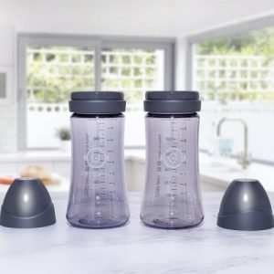 Bộ 2 bình sữa Grosmimi PPSU 300ml (không núm ti) – màu Charcoal