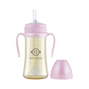 Bình tập uống Grosmimi PPSU Straw Cup 300ml – màu Hồng