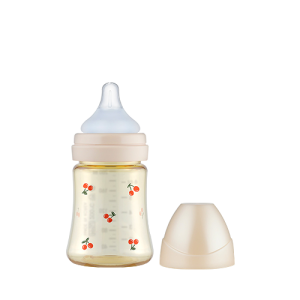 Bình sữa Grosmimi PPSU Cherrish 200ml núm ti số 1 dành cho bé 1-3 tháng tuổi – màu Rose Gold