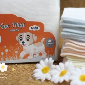 Khăn sữa gạc nhật CÚN CON 4 lớp (25x28cm), 10 cái