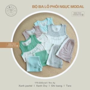 Bộ ba lỗ phối ngực Modal Hrnee màu ghi