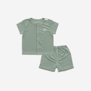 Bộ ngắn tay cài giữa Siro 203 Bubaby – Xanh Olive E64 – 3-6m
