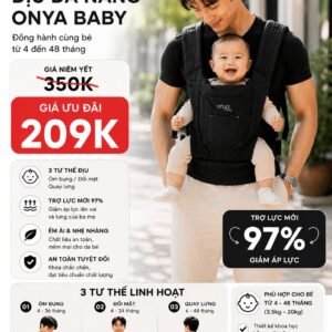 Địu Onya Baby đen dành cho bé 4-48M | Thanh lý | Bebe Japan
