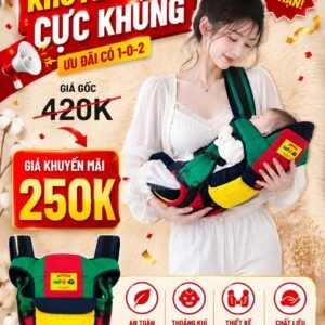 Địu Aprica Đỏ-vàng-xanh dành cho bé sơ sinh 0-36M | Thanh lý | Bebe Japan