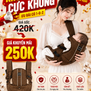 Địu Buddy Nhật Bản nâu 6 tư thế cho bé sơ sinh (0-12M) Chính Hãng – Giá Tốt | Thanh lý